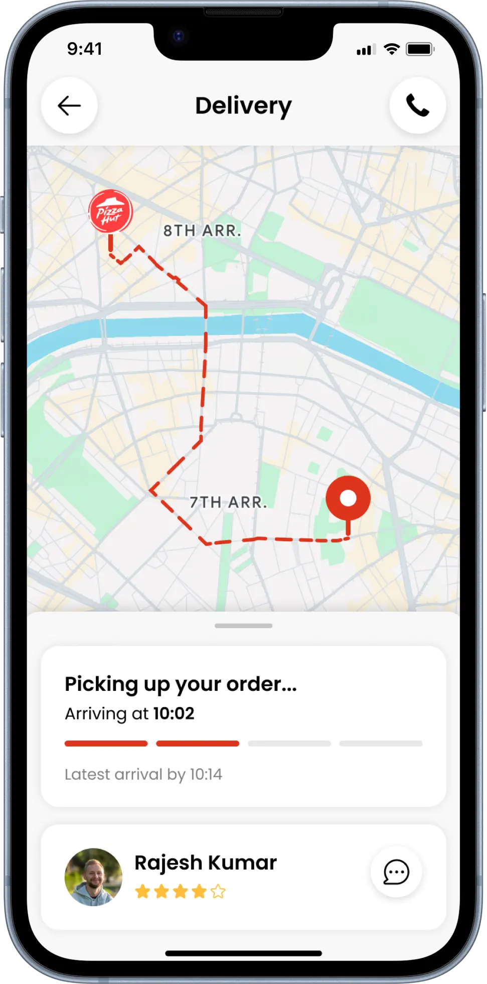 Pizza Aggregator: Delivery Screen